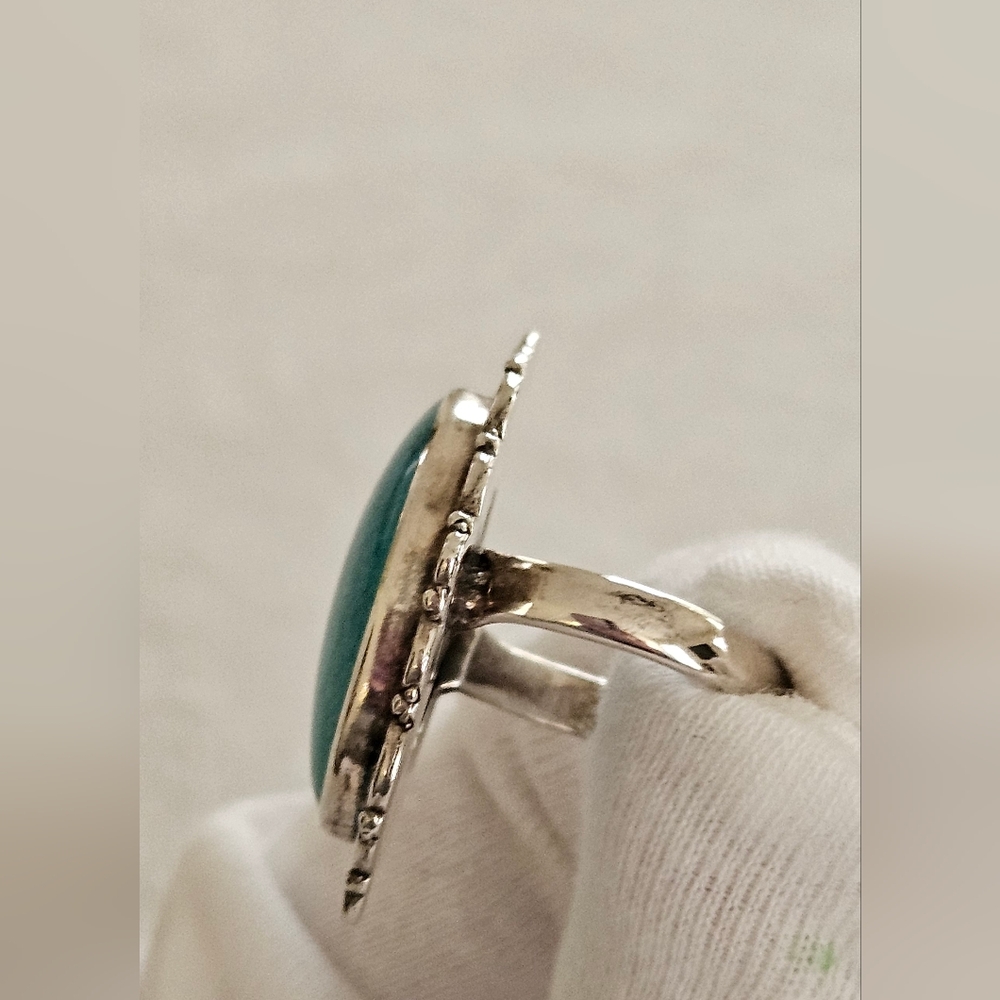 Artisan Turquoise Sterling Silver Ring Sz 7 TGW 13.7 - Picture 4 of 12